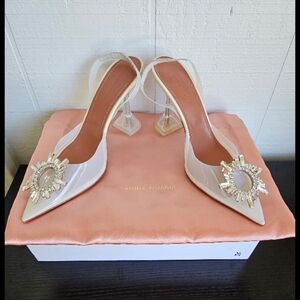 Amina MuaddiBegum 90mm 'Glass' Slingback Pumps size 38 almond pvc